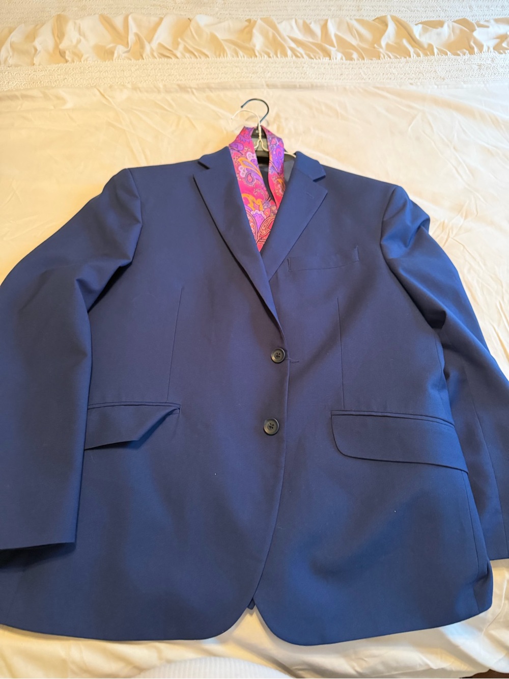 Reaction Kenneth Cole Men's 3 Piece Solid Blue Suit 2-Button Single Vent w/tie
